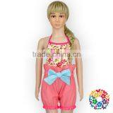 Baby Girls Summer Two Pieces Halter And Shorts Set Pink Flower Bodysuit Clothing Manufacturers Romper Girls thumbnail-4