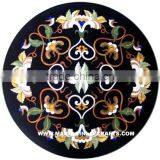 Black Marble Stone Inlay Table Top With Base, Tabletop Exporter Marble Inlay thumbnail-1