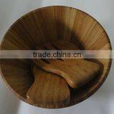 2017 Totally Natural Bamboo Big Round Salad Bowl With Salad Hands