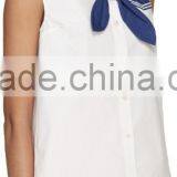 2016 Fashion Sleeveless White and Navy Sailor Blouse HST8010 thumbnail-3