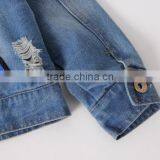2017 Spring Infant Girls Stylish Jackets With Embroidered Parrot Short Denim Outfits Jacket thumbnail-3