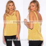 Trendy Woman Yellow Chevron Print Cut Out Party Bulk Tank Top thumbnail-6