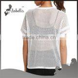 Top Tee White T-shirts With Mesh Fabric Sexy t Shirts for Women thumbnail-2