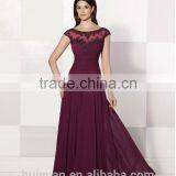 Most Fashion Chiffon Cap Sleeve Scoop Neck Full Length Beach Dress thumbnail-2