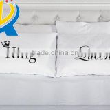 high quality plain cotton satin couple pillow cases for lovers