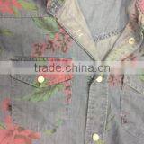 MENS DENIM PRINTED SHORT SLEEVE SHIRT WITH ENZYME WASHED Nd02 thumbnail-3