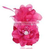 Married Big Flower Pin Corsage Fabric Rose Silk Yarn Feather Brooch Girls Flower Headgear thumbnail-2