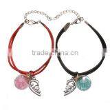 Couple Woven Cord Glass Wishing Bottle Bracelets Diy Wishing Bottles Charms Leather Cord Bracelets for Valentine's Gifts 2017 thumbnail-6