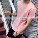 2017 Men of Pure White Collar T-shirt Men's Short Sleeve Pure Color Clothes thumbnail-3