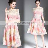 Zm50272b Europe New Model Women Clothes Boat Neck off Shoulder Slim Lady Lace Dress thumbnail-1