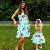 Match Mom And Daughter Dress Girls Vintage Flower Beautiful Twril Dress thumbnail-3
