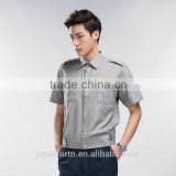 Professional OEM uniform Factory Fashion Design quality short sleeves Gray Men Security Uniform Shirts / Classic Security Shirt