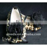 Newborn Baby Girl Leopard Shoes With Black Rosettes GS263 thumbnail-1