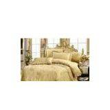 Queen Complete Home / Hotel Gold Complete Satin Cotton Jacquard Bed Set thumbnail-1