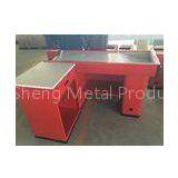 Red Left Standard Checkout Counter With Color Powder Coating