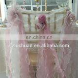Fancy Wedding Party Ruffled Organza Blush Chair Sashes thumbnail-1