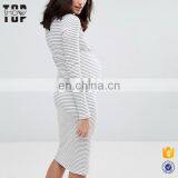 Latest Design Scoop Neck Pregnant Maternity Women Dress Striped thumbnail-2