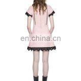 Short Pink Elegant Dress With Black Lace for Young Lady Dresses thumbnail-2