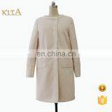 Ladies Korean Style Winter Latest Design Pink Long Coat With Two Big Pockets thumbnail-1