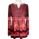 Stock Exotic Embroidery Long Sleeve Blouse Ethnic Paisley Printed Women Top thumbnail-6