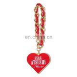 Women bags charms enamel gold key chain design with leather heart bag charms for gift from china