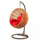 Patio Single Weaving Rattan Mesh Weaving Style Hanging Swing Chair Egg Shape Chair with 10 cm Thickening Cushions