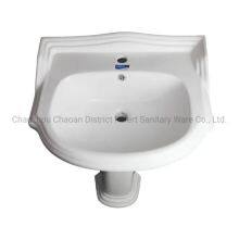 Bathroom Sanitary Ware Ceramic One Piece Pedestal Basin thumbnail-5