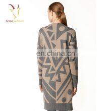 Spring Autumn V Neck Buttons Cashmere Women Knit Long Cardigan Sweaters Coat thumbnail-4