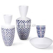 Modern Geometric Pattern Rhombus Ceramic Porcelain Vase for Home Decoration thumbnail-2