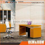 Modern Brushing 304 SS Frame Yellow Wooden Executive Office Computer Table Cpmputer Laptop Desk thumbnail-3