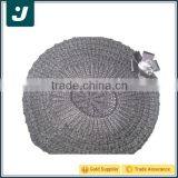 Fashionable Gray Knitted Beret With Rhinestone Flower thumbnail-1