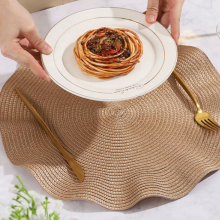 Wave Edge HOME COLLECTION Round 15 Inch Braided Woven Polypropylene Plastic Placemats (green ), Set of 4 thumbnail-4