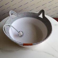 Round Cat Sleeping Nest Cotton Rope Cat Bed Basket With Play Ball Pet Sleeping Bed House thumbnail-5