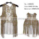 100 Polyester Fashion Girls Floral Lace Vest Shawls w Tassel Spring Summer Beach Dress thumbnail-1