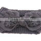 2015 Winter Newest Charm Women's Christmas Gift Knit Elastic Bow Knot Lace Flower Headband thumbnail-3