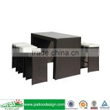 High Quality Garden 6 persons General Use Wicker Outdoor Bar Table and Chairs set