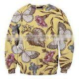 100% Polyester Pullover Crew Neck Sublimation Sweat Shirt With Butterfly & Leaves Print thumbnail-1
