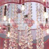 Pink Modern Crystal Pendant Light for High Ceilings thumbnail-5