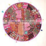 Purple Meditation Cushion Throw Pillow Indian Flloor Cushions Throw Pillow Indian Round Meditation Cushion Sari Round Cushions thumbnail-1