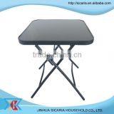 square black glass folding table