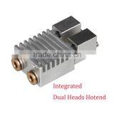 All-metal Long-distance Feeding Copper Fittings Integrated Dual Heads E3D Hotend Double Nozzle for 1.75mm Filament