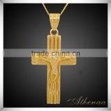 Essential Oil New Design Gold Fashion Jewelry Brass Carved Jesus Cross Pendant thumbnail-1