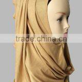 Fashion Beauty Women Muslim Jersey Cotton Solid Color Scarf Plain Hijabs thumbnail-2