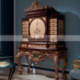 Luxury Solid Wood Flower Carving Antique Living Room Cabinet thumbnail-1