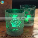 Fluorescent Green Colored Glass Votive Candle Holder,spray Printed Glass Candle Jar for Home Decoration