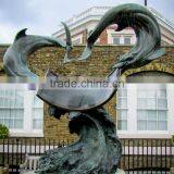 High Quality Garden Sculpture Bronze Dolphin Pool Statue With Great Price