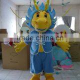 Yellow Dragon With Blue Suit Mascot Costume thumbnail-1