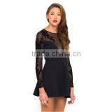 OEM Fashion Woman Long Sleeve Black Sexy Open Breast Dress thumbnail-1