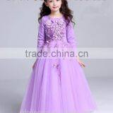 High Quality Violet Elegant Girls Princess Long Sleeveless Wedding Dresses Ball Gown Dress Appliques Purple Tulle Party Dresses thumbnail-2