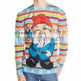 Men Fancy Sweater Blue Santa Claus Pattern Christmas Sweater Unisex thumbnail-1